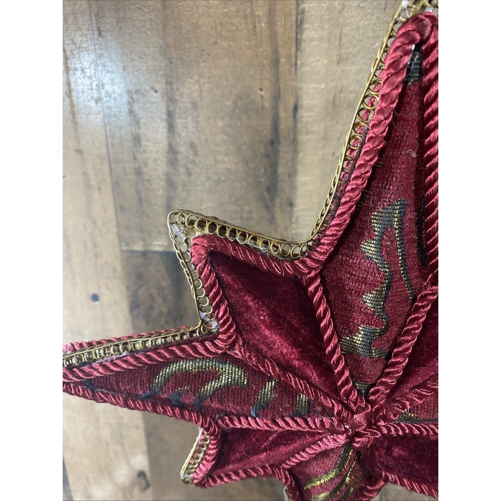 Vintage Kurt Adler 8-Point Star Christmas Tree Topper Red Velvet Gold Cord 12" - Picture 3 of 16